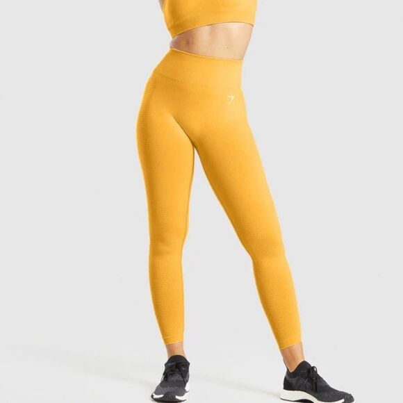 Gymshark Vital Seamless 2.0 Leggings in Yellow Marl - Picture 1 of 12